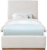 Monaco Boucle Fabric Twin Bed Cream - Gate FurnitureTwin Bed
