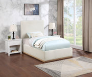 Monaco Boucle Fabric Twin Bed Cream - Gate FurnitureTwin Bed