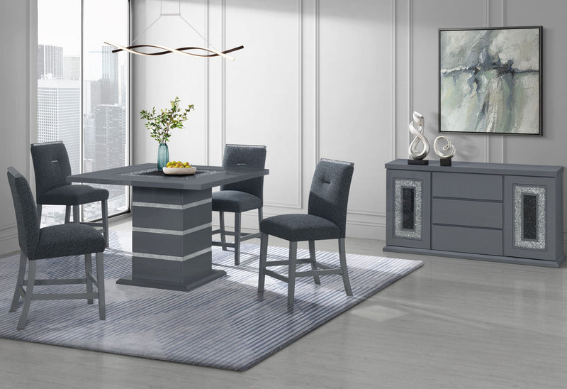 Monaco Dark Grey Bar Table And 8 Monaco Dark Grey Bar Stools - MONACO-BT-DARK GREY+MONACO-BS-DARK GREY 9PC