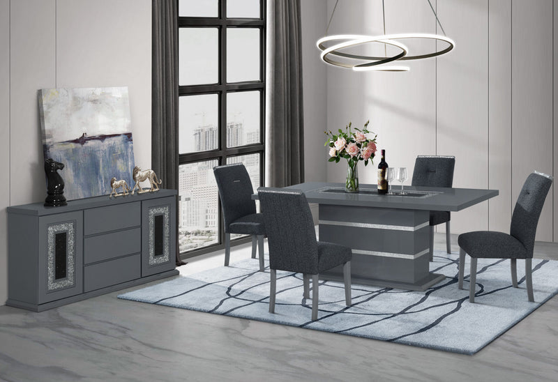 Monaco Dark Grey Dining Table And 6 Monaco Dark Grey Dining Chairs - MONACO-DT-DARK GREY+MONACO-DC-DARK GREY 7PC