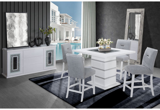 Monaco White Bar Table + 8 Monaco Bs-N - MONACO-WHITE-BT+MONACO-BS-N 9PC