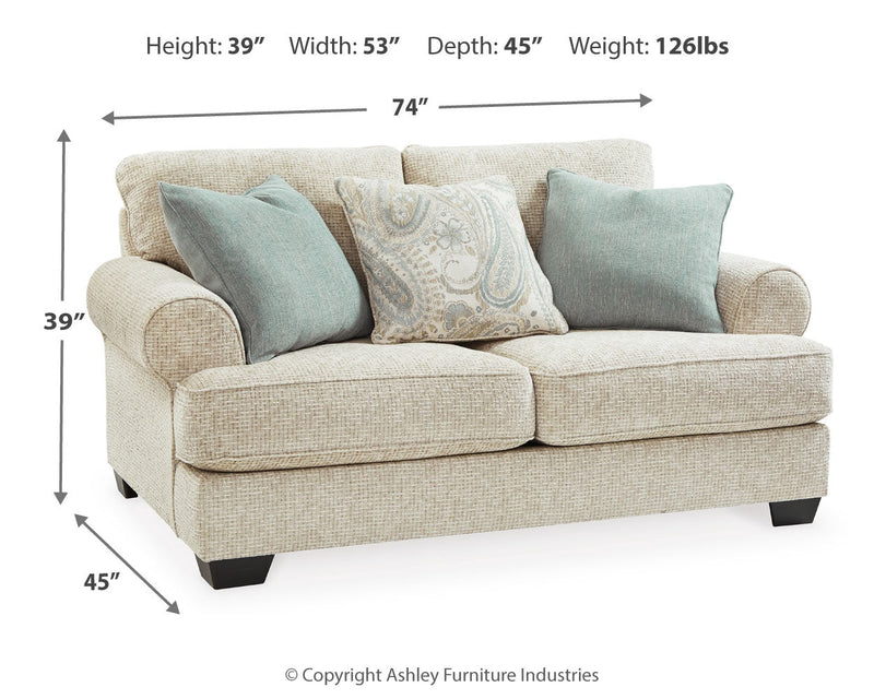 Monaghan Sofa, Loveseat, Chair and Ottoman in Sandstone - PKG001877