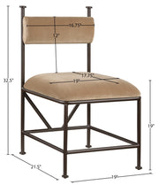 Monarch Velvet Performance Fabric Upholstered Dining Chair in Beige, Set of 2 - 75035Beige-C
