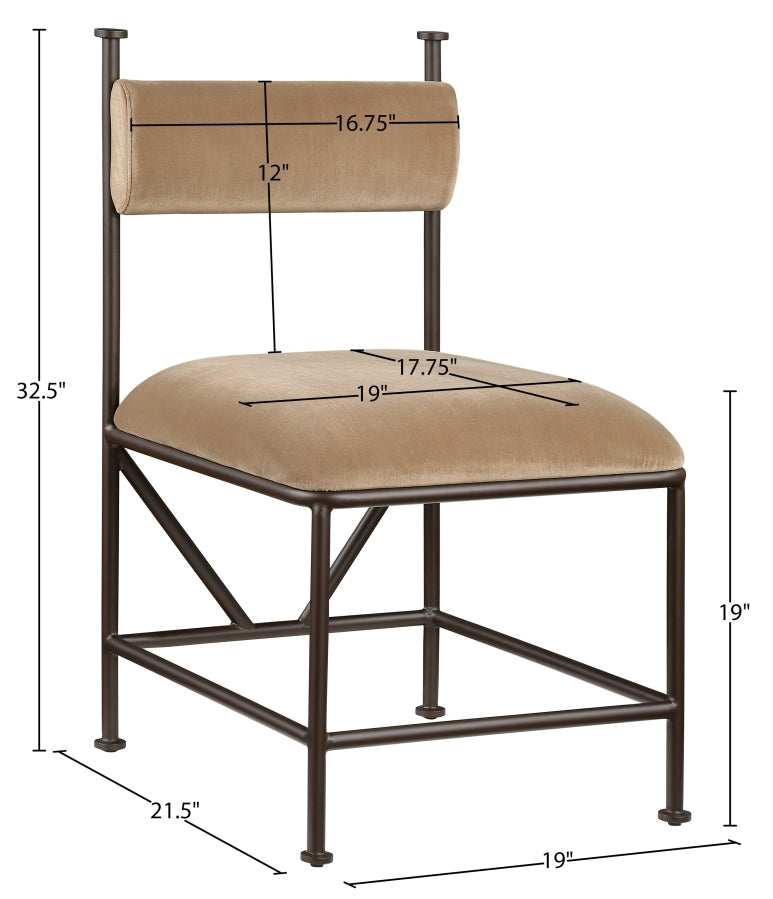 Monarch Velvet Performance Fabric Upholstered Dining Chair in Beige, Set of 2 - 75035Beige-C