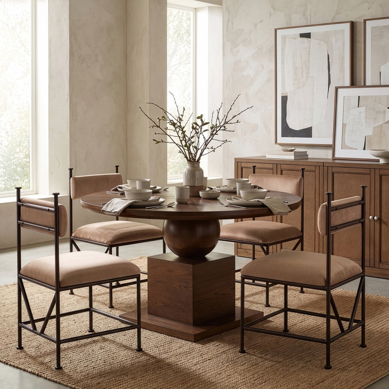 Monarch Velvet Performance Fabric Upholstered Dining Chair in Beige, Set of 2 - 75035Beige-C