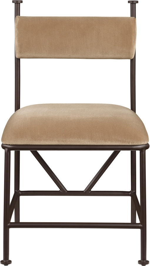Monarch Velvet Performance Fabric Upholstered Dining Chair in Beige, Set of 2 - 75035Beige-C