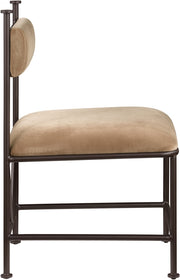 Monarch Velvet Performance Fabric Upholstered Dining Chair in Beige, Set of 2 - 75035Beige-C