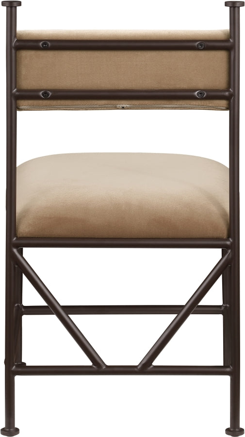 Monarch Velvet Performance Fabric Upholstered Dining Chair in Beige, Set of 2 - 75035Beige-C