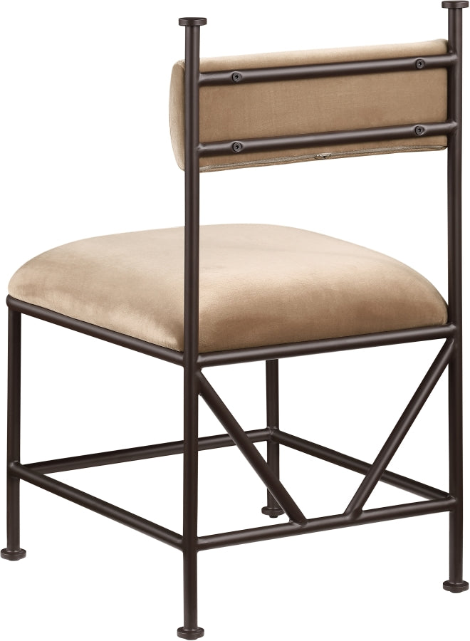 Monarch Velvet Performance Fabric Upholstered Dining Chair in Beige, Set of 2 - 75035Beige-C