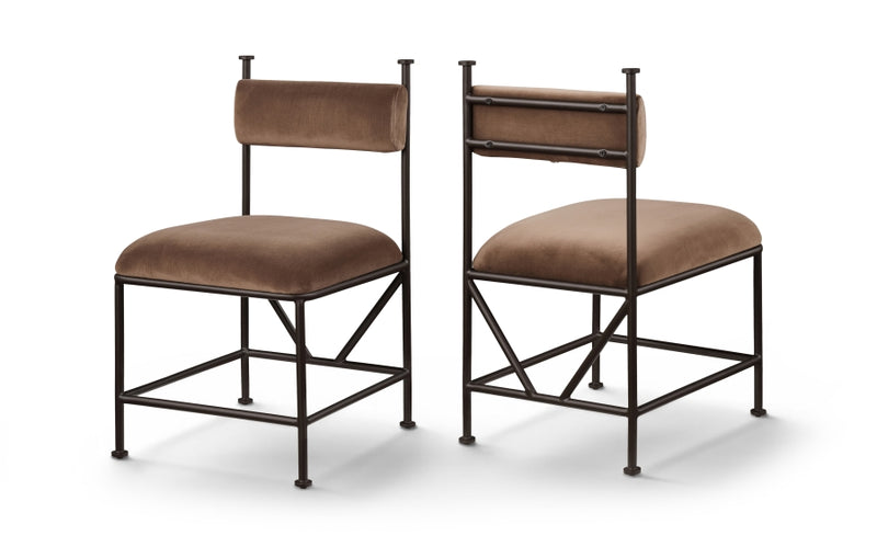 Monarch Velvet Performance Fabric Upholstered Dining Chair in Brown, Set of 2 - 75035Brown-C