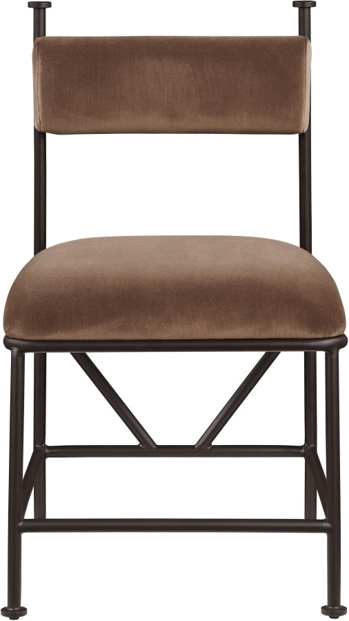 Monarch Velvet Performance Fabric Upholstered Dining Chair in Brown, Set of 2 - 75035Brown-C