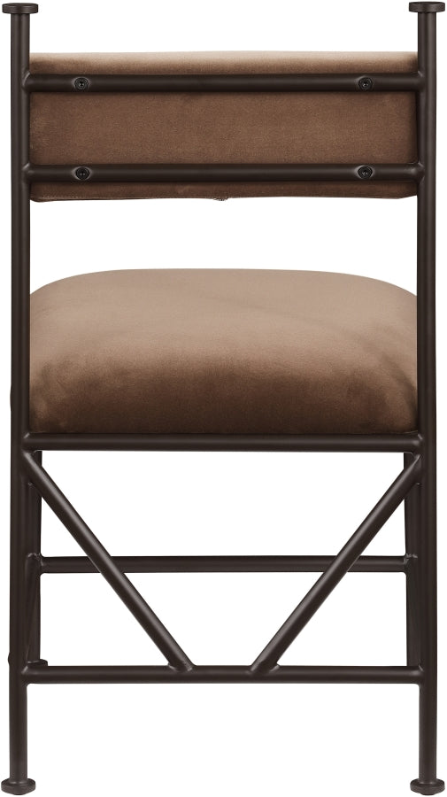 Monarch Velvet Performance Fabric Upholstered Dining Chair in Brown, Set of 2 - 75035Brown-C