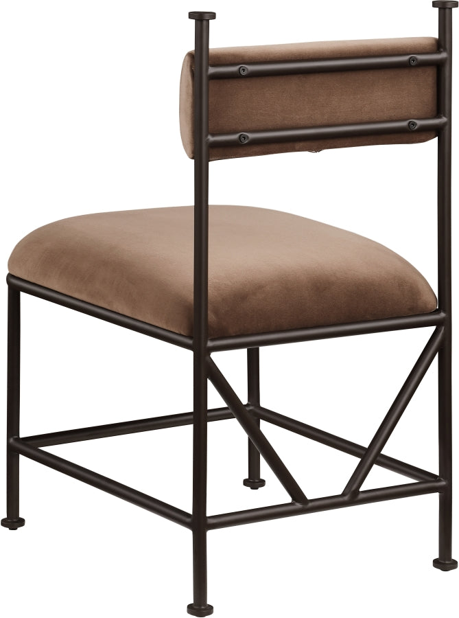 Monarch Velvet Performance Fabric Upholstered Dining Chair in Brown, Set of 2 - 75035Brown-C