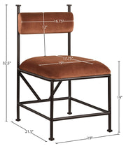 Monarch Velvet Performance Fabric Upholstered Dining Chair in Cognac, Set of 2 - 75035Cognac-C