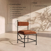 Monarch Velvet Performance Fabric Upholstered Dining Chair in Cognac, Set of 2 - 75035Cognac-C