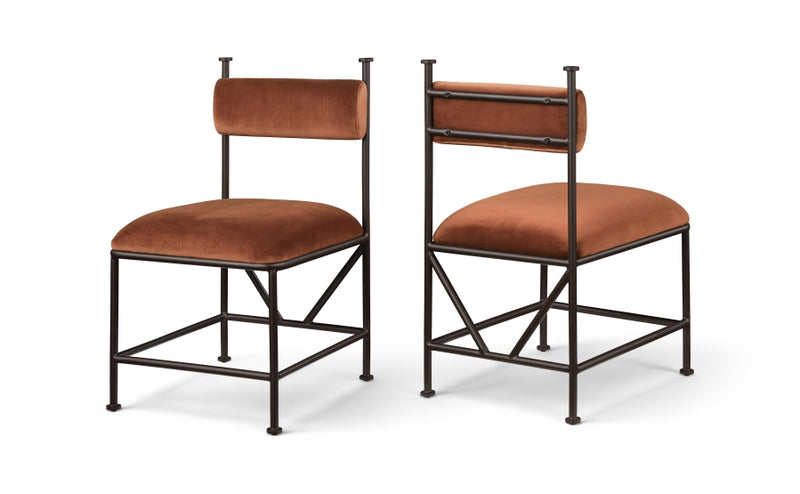 Monarch Velvet Performance Fabric Upholstered Dining Chair in Cognac, Set of 2 - 75035Cognac-C