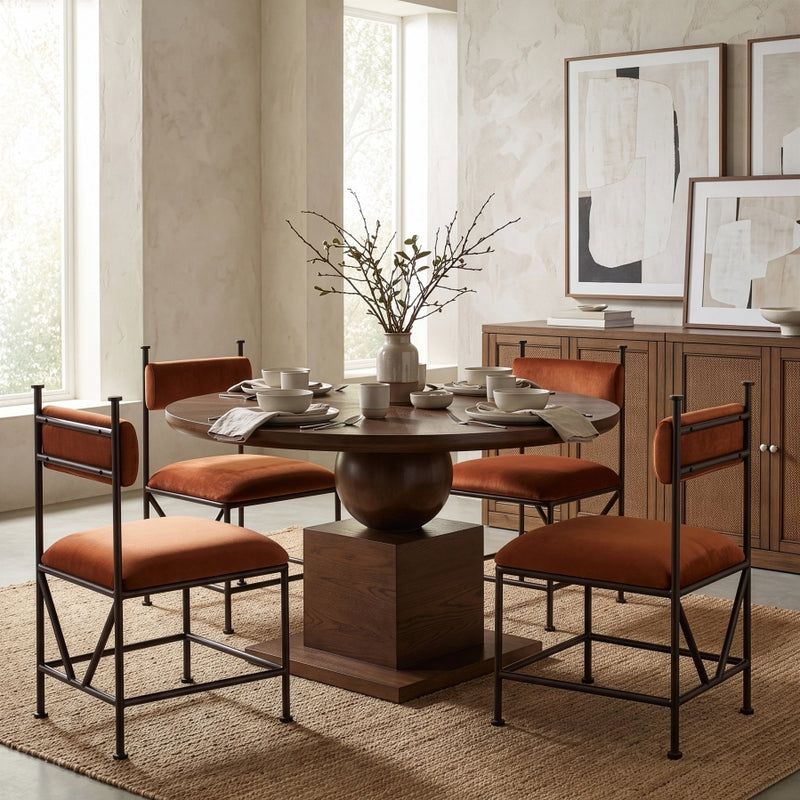 Monarch Velvet Performance Fabric Upholstered Dining Chair in Cognac, Set of 2 - 75035Cognac-C