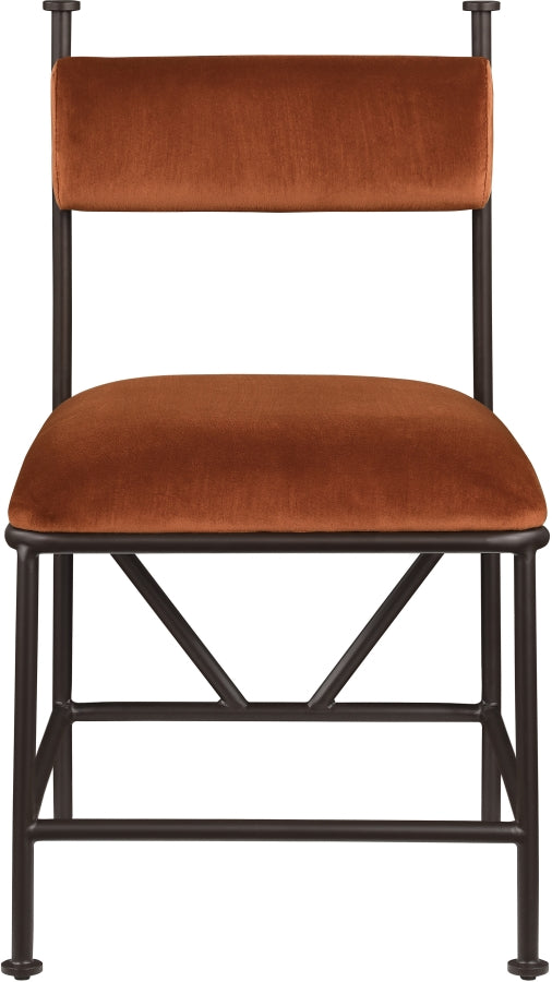 Monarch Velvet Performance Fabric Upholstered Dining Chair in Cognac, Set of 2 - 75035Cognac-C