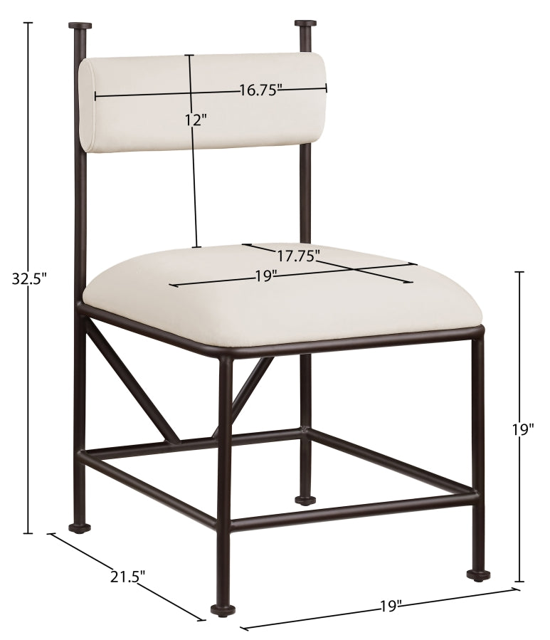 Monarch Velvet Performance Fabric Upholstered Dining Chair in Cream, Set of 2 - 75035Cream-C