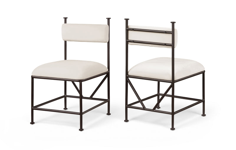 Monarch Velvet Performance Fabric Upholstered Dining Chair in Cream, Set of 2 - 75035Cream-C