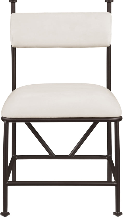 Monarch Velvet Performance Fabric Upholstered Dining Chair in Cream, Set of 2 - 75035Cream-C