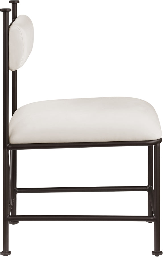 Monarch Velvet Performance Fabric Upholstered Dining Chair in Cream, Set of 2 - 75035Cream-C