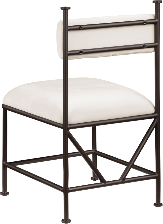 Monarch Velvet Performance Fabric Upholstered Dining Chair in Cream, Set of 2 - 75035Cream-C