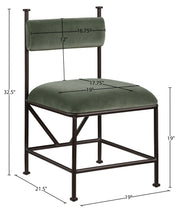 Monarch Velvet Performance Fabric Upholstered Dining Chair in Green, Set of 2 - 75035Green-C
