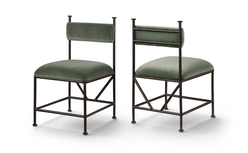 Monarch Velvet Performance Fabric Upholstered Dining Chair in Green, Set of 2 - 75035Green-C