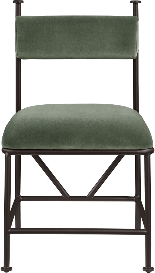 Monarch Velvet Performance Fabric Upholstered Dining Chair in Green, Set of 2 - 75035Green-C