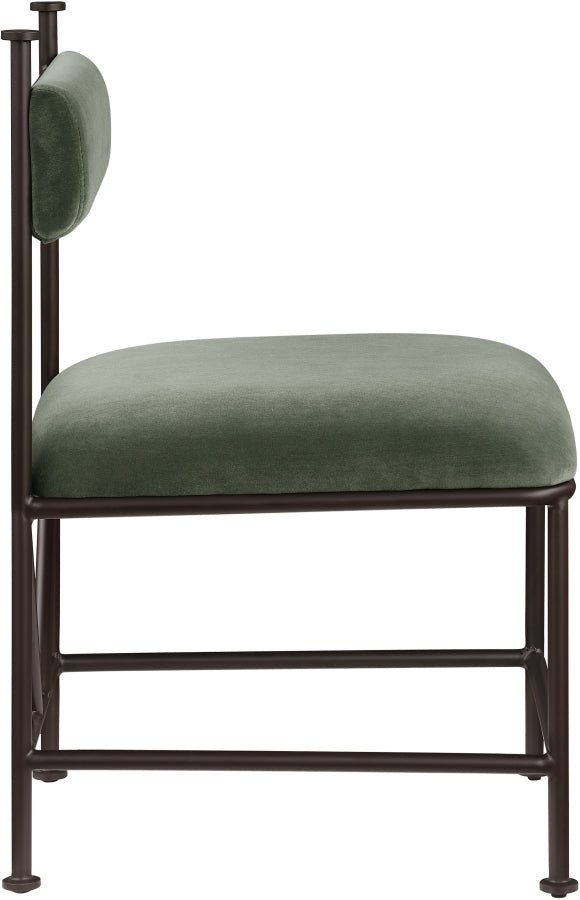 Monarch Velvet Performance Fabric Upholstered Dining Chair in Green, Set of 2 - 75035Green-C