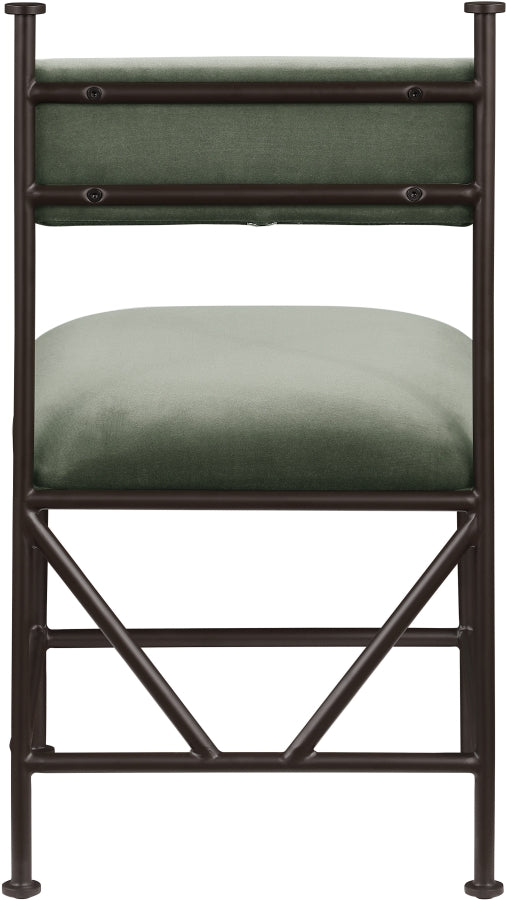 Monarch Velvet Performance Fabric Upholstered Dining Chair in Green, Set of 2 - 75035Green-C