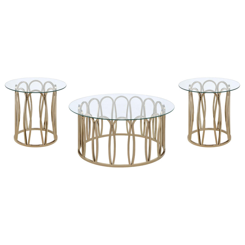 Monett 3-piece Coffee and End Table Set Chocolate Chrome - 708058-S3