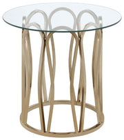 Monett Round Glass Top Side End Table Chocolate Chrome - 708057