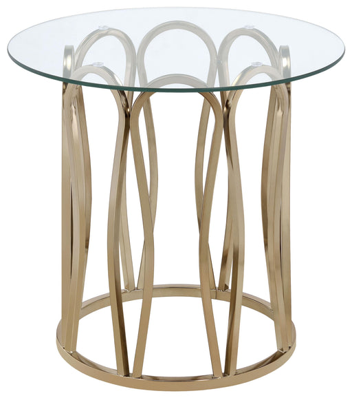 Monett Round Glass Top Side End Table Chocolate Chrome - 708057