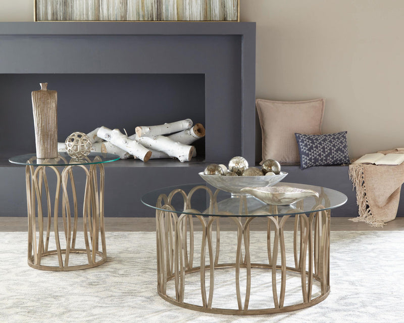Monett Round Glass Top Side End Table Chocolate Chrome - 708057