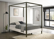 Monroe Upholstered Queen Canopy Bed Vanilla - 300834Q