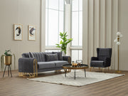 Montana 3-pieces (Sofa & Loveseat & Chair) Livingroom in Grey - 200-SIM-MON-VELVET412-321