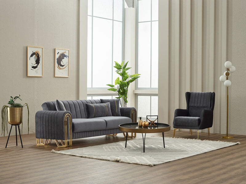 Montana 3-pieces (Sofa & Loveseat & Chair) Livingroom in Grey - 200-SIM-MON-VELVET412-321