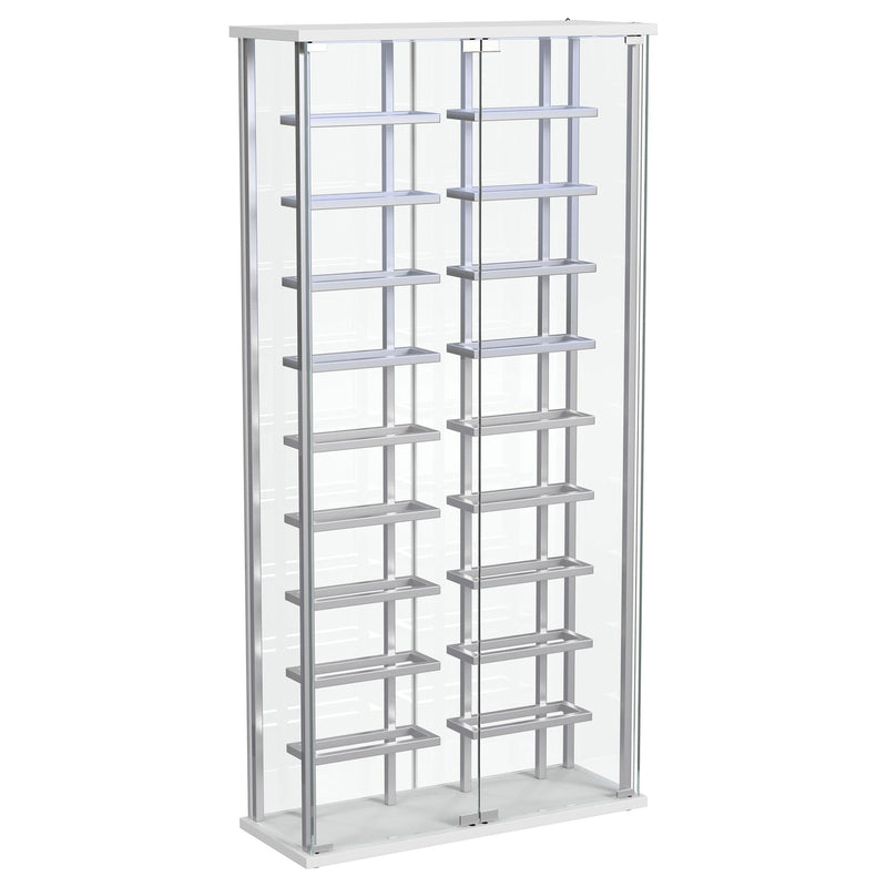 Montara Tempered Glass Wine Storage LED Curio Cabinet Chrome - 182037