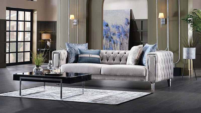 Montego Accent Chair (Light Gray) Chrome Leg 2 Pieces - Gate FurnitureLiving Room Chair