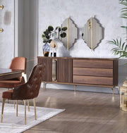 Montego Buffet (Montego Walnut/Car Mrb)..6 Pieces - Gate FurnitureHutch & Buffet