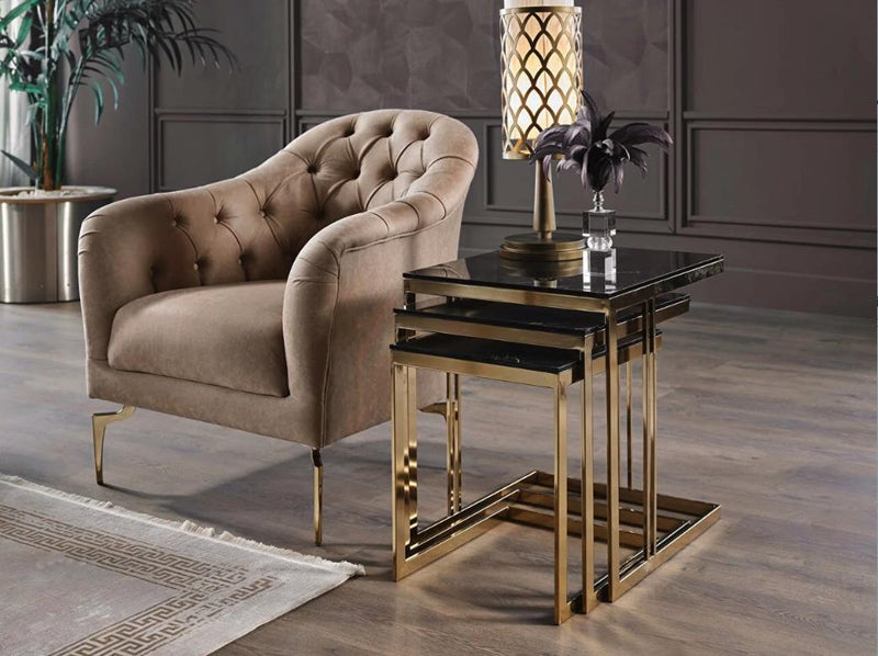 Montego Nesting Table (Crl Mrb /Gold)..1 Piece - 22MTG3304FW1P
