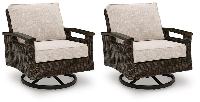 Monterey Point Dark Brown Outdoor Swivel Lounge Chair (Set of 2) - PCP760-821