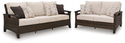 Monterey Point Outdoor Sofa and Loveseat in Dark Brown - PKG024579