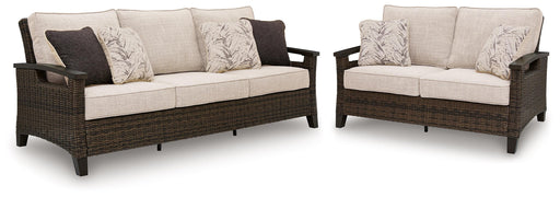 Monterey Point Outdoor Sofa and Loveseat in Dark Brown - PKG024579