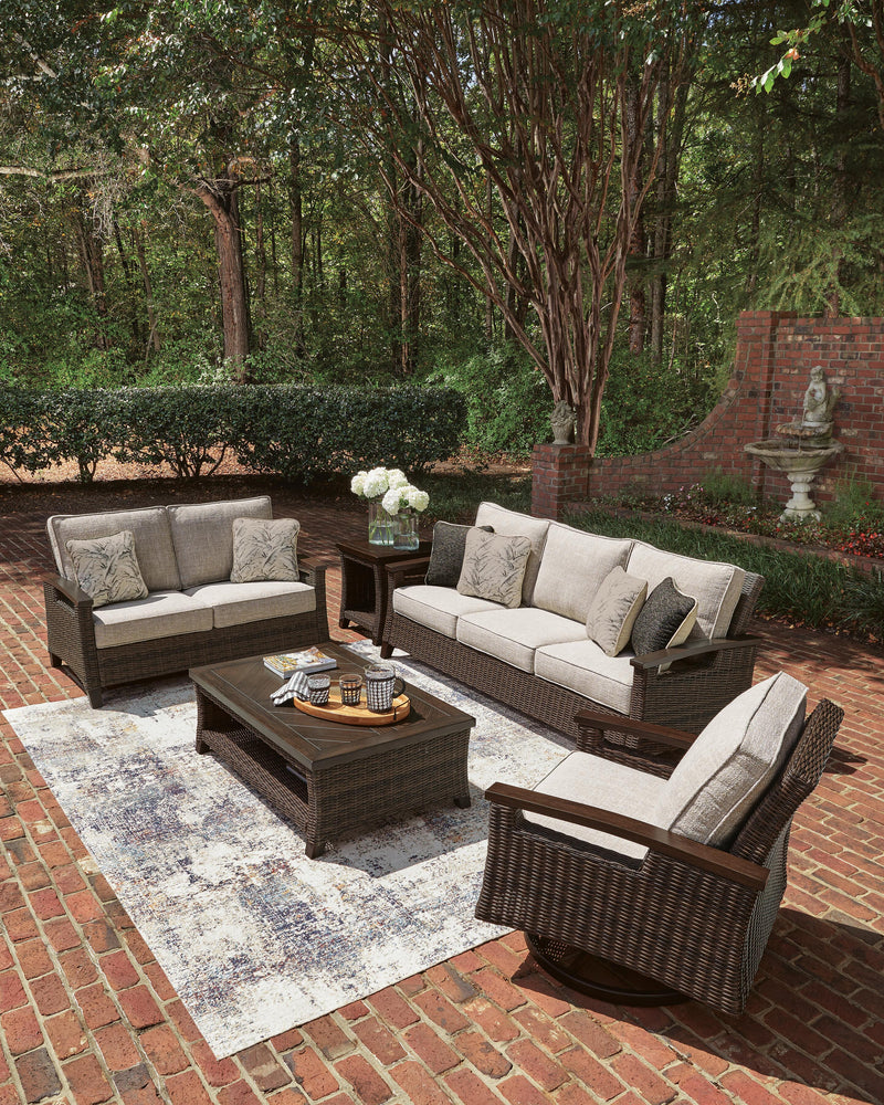 Monterey Point Outdoor Sofa and Loveseat in Dark Brown - PKG024579