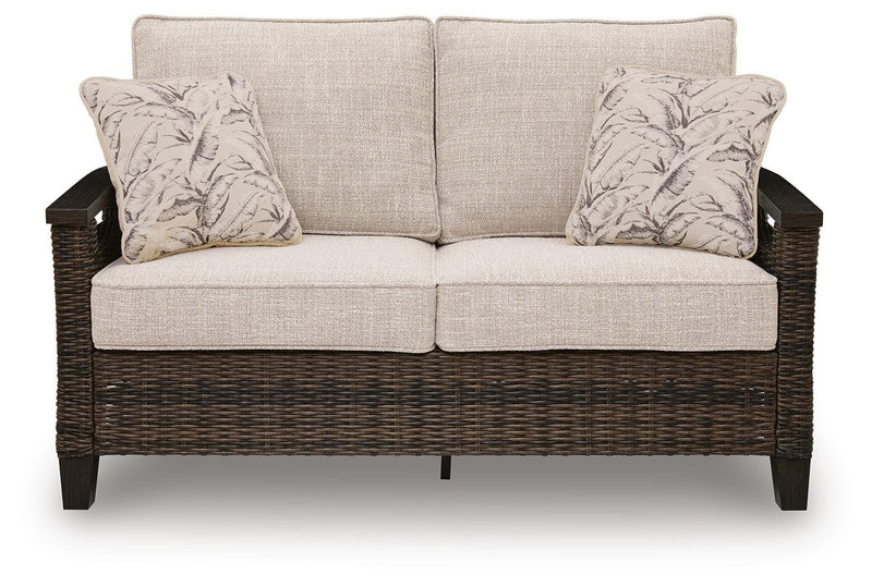 Monterey Point Outdoor Sofa and Loveseat in Dark Brown - PKG024579