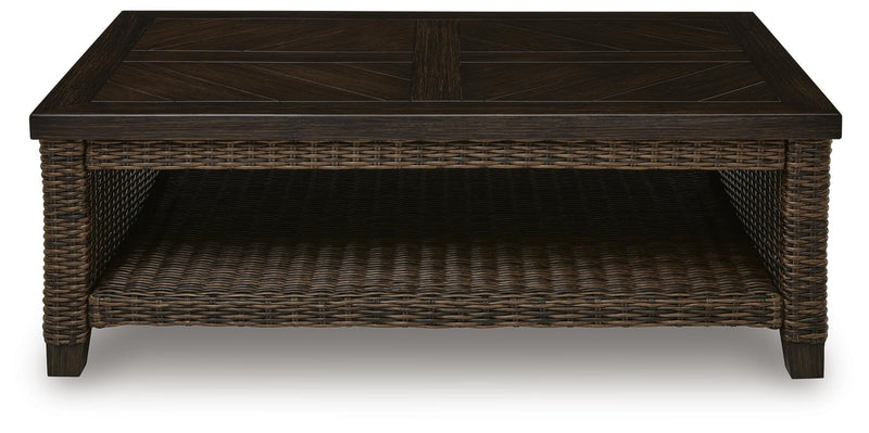 Monterey Point Outdoor Sofa and Loveseat with Coffee Table in Dark Brown - PKG024580
