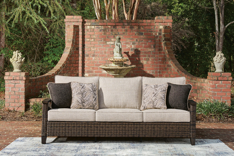 Monterey Point Outdoor Sofa and Loveseat with Coffee Table in Dark Brown - PKG024580
